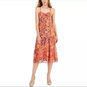 Floral Orange Midi Dress